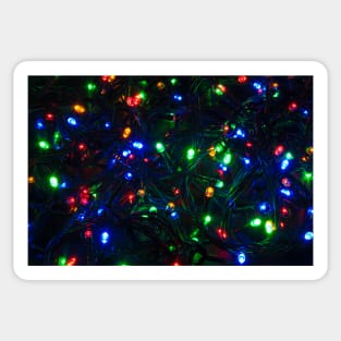 Illuminated closeup of tangled Christmas lights Sticker